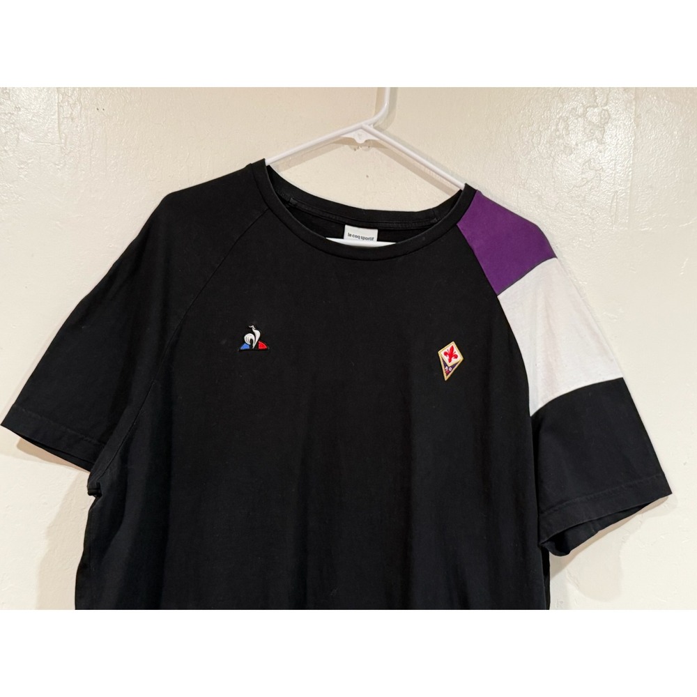 Le Coq Sportif ACF Fiorentina Mens XXL Black Soccer T-Shirt Colorblock 401292374 - Picture 9 of 11